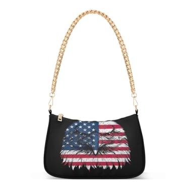 Imagem de Bolsa de ombro com corrente com estampa de águia, bolsa feminina Hobo com grande capacidade, bolsa clutch moderna para uso diário e festa