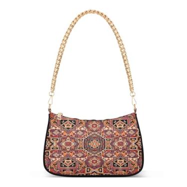 Imagem de Bolsa de ombro vintage com corrente mandala, bolsa feminina Hobo com grande capacidade, bolsa elegante para uso diário ou noite