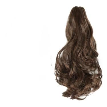 Imagem de Grampos de garra extensão de rabo de cavalo, peças de cabelo encaracolado marrom escuro, extensões de peruca antiderrapantes para uso diário, festas e encontros