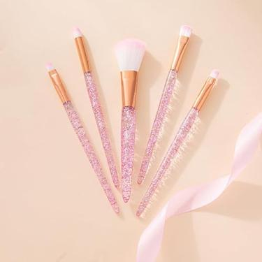 Imagem de Pincel de maquiagem com glitter de cristal para base, corretivo, sombra, blush e lábios (rosa)