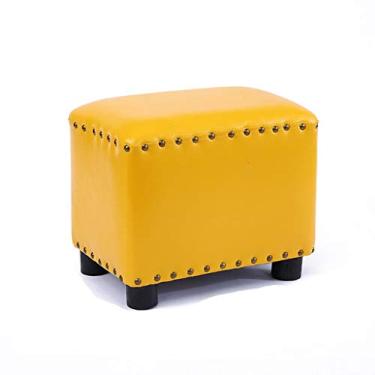 Imagem de Banco de apoio para os pés/apoio para os pés banco criativo para sofá sala de estar moda banco pequeno banco de sapatos multicolorido, banco de madeira maciça banquinho para pés (cor: preto) (amarelo)