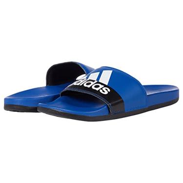 Imagem de adidas Tênis adulto unissex Adilette Comfort Slide, Azul royal/branco/preto central, 19 Women/18 Men