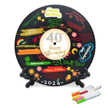 Imagem de Vinil Record Sweet 40 Birthday Decorações 11,6 x 11,15 cm, decoração de aniversário de 40 anos, pôster de sinal de lembrancinha de festa de 40º aniversário, ótimo presente de 40 anos para meninas ou
