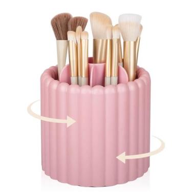 Imagem de Porta-pincéis de maquiagem Anyoifax 360 Rotating 7 Slots Pink