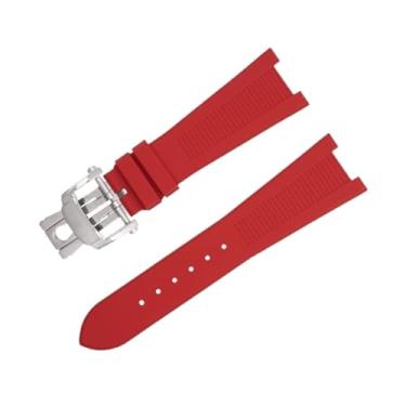 Imagem de KKFAUS Para Patek Philippe Pulseira Para Nautilus Pulseira 5711/5712 Interface Original Pulseira Acessórios FKM Fluororubber Pulseiras Ouro End Link (Cor: Vermelho 3, Tamanho: 25-12)