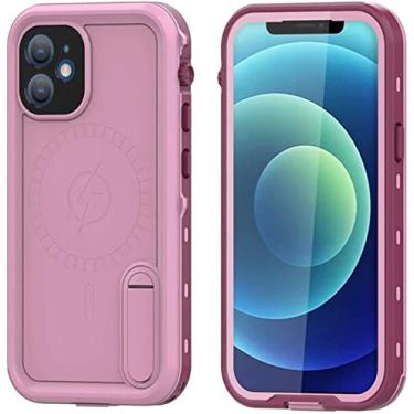 Imagem de GANYUU Capa compatível com iPhone 12/12 Pro, capa à prova d'água IP68 compatível com carregamento sem fio capa protetora à prova de choque antiarranhões para iPhone 12/12 Pro 6,1 polegadas (cor: rosa)