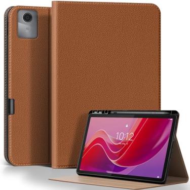 Imagem de XFYKJIN Capa de couro para Lenovo Tab M11 (2023/2024)/K11 LTE/Xiaoxin Pad M11 27.9 cm | Capa protetora premium com suporte de caneta embutido, despertar/hibernar automaticamente, vários ângulos de
