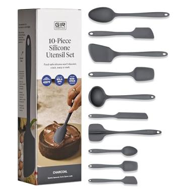Imagem de Menina: Get It Right Conjunto de utensílios de cozinha essenciais de silicone de 10 peças - concha, espátula, virar, colher e colher - Utensílios de cozinha não tóxicos para panelas antiaderentes