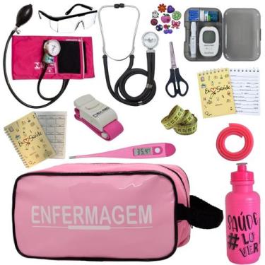 Imagem de Kit Enfermagem Aparelho de Pressão Estetoscópio Medidor Glicose - PREM