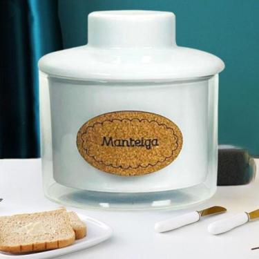 Imagem de Manteigueira Francesa Porcelana Branca e Vidro Borossilicato Capacidad