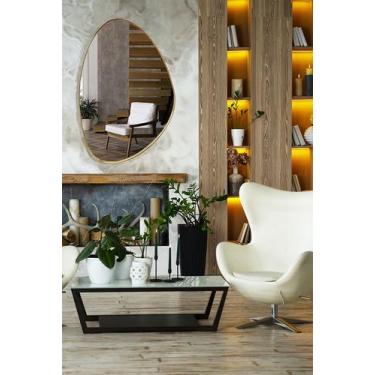 Imagem de Espelho Com Lamina Madeira Decorativo Organico Borda Moldura Luxo - Ek