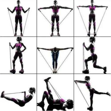 Imagem de Kit De 11 Peças Extensor Elástico Para Exercícios Academia - Online