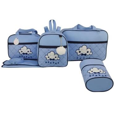 Imagem de Bolsa maternidade 5 peças nuvem - LET BABY BOLSAS DE MATERNIDADE, Azul