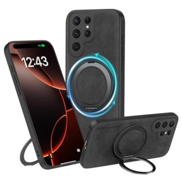 Imagem de MCFANCE Capa magnética com suporte para Samsung Galaxy S25 Ultra, compatível com MagSafe, capa protetora antiderrapante para Galaxy S25 Ultra (preta, S25 Ultra-6,9 polegadas)
