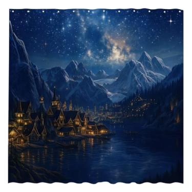 Imagem de Funnytree Cortina de chuveiro Star Night Court 183 cm x 183 cm – Tecido impermeável para decoração de banheiro para mulheres adolescentes fãs filha irmã, fácil de cuidar, lavável (ganchos não