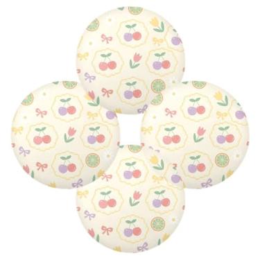 Imagem de Wassud Jogo americano conjunto de 4 tapetes redondos de cereja pastel tulipas para cozinha e jantar tapetes laváveis resistentes ao calor para decoração de mesa 39 cm