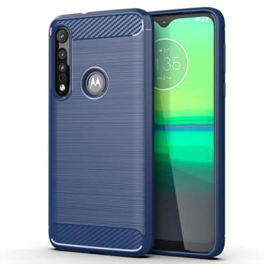 Imagem de Capa para Moto G8 Play Capa,Material de fibra de carbono,Macio antiderrapante,anti-óleo,Proteção total de capa de telefone compatível com Moto G8 Play-Blue