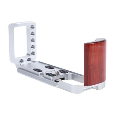 Imagem de ASHATA Suporte de Placa L para Aperto de Mão para XT30 XT30II XT10 XT20 SLR Câmera Arca Placa de Liberação Rápida Com Punho de Madeira Em Forma de L, Chaves, Furos de Parafuso de 1/4 (Prata)