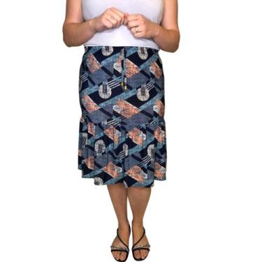 Imagem de Saia Feminina Estampada Malha Fria Midi Senhora Evangélica - PMQ CONFE