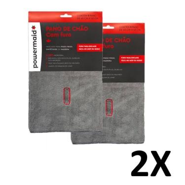 Imagem de Kit 2 Panos Chão Microfibra Multiuso Furo Para Rodo 60X50Cm
