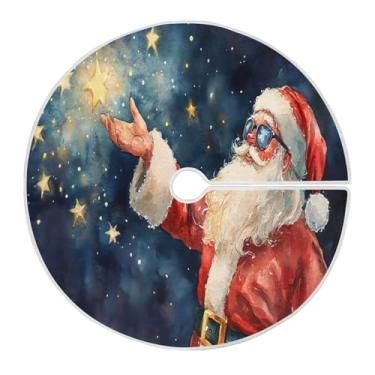 Imagem de Wassud Saia para árvore de Natal, Papai Noel, decorações de árvore de Natal, enfeites de Natal, tapete de árvore grande para decoração de festa de ano novo, 121 cm