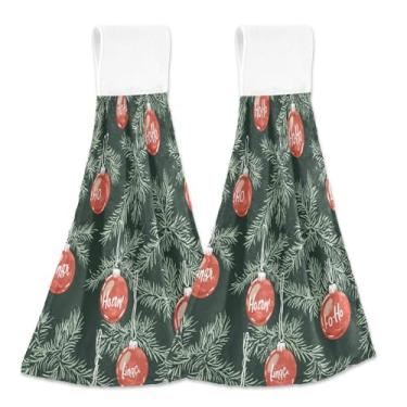 Imagem de Blueangle 2 peças de toalhas de gravata penduradas para galhos de árvore de Natal toalha de mão toalha de mão absorvente de veludo coral macio pano para cozinha e banheiro (593)