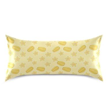 Imagem de Wassud Fronha de cetim amarela Starfuits para cabelo e pele fronhas de seda lisa king size respiráveis com fecho de envelope