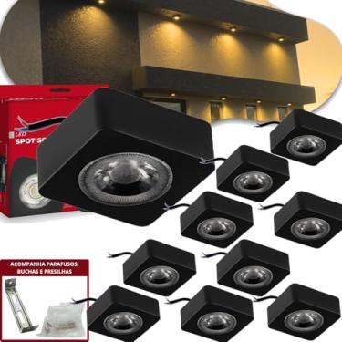 Imagem de Spot Led Sobrepor 5w Quadrado Luz Amarela 3000k Branca Quente - Ideal Para Muros Corredores Fachada Salas Quartos Escritorios (10, Preto)