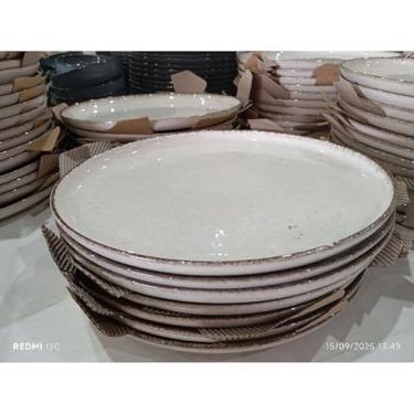Imagem de Prato Moderno de 100% Porcelana – Ideal para Refeições Domésticas e Jantares com Convidados (Prato raso bege 27 cm)