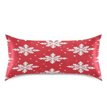 Imagem de Blueangle Fronha de cetim com flocos de neve brancos para cabelo e pele, fronha de seda, tamanho king (50,8 x 101,6 cm) - Capas de almofada de cetim refrescantes com fecho de envelope (589)