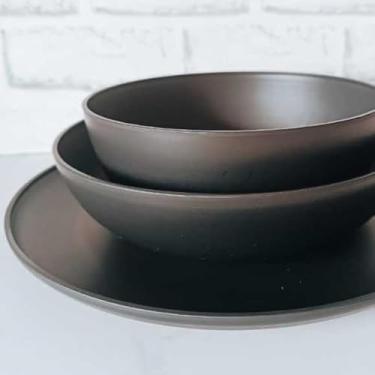 Imagem de kit Pratos Raso Fundo Bowl para Refeição em Polipropileno Jogo de Jantar Almoço (Preto,1 Kit 3 peças)