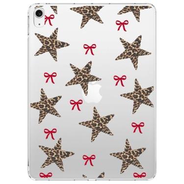 Imagem de VibrantFruitique Capa para iPad Air de 11 polegadas, M3 (2025)/M2 (2024), iPad Air 5ª/4ª geração de 11 polegadas, capa transparente com estampa de leopardo e laço vermelho, fina, leve, antiarranhões