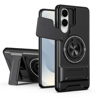 Imagem de SORAKA Capa para Samsung Galaxy S25 Edge com suporte,proteção de lente com janela e capa dupla de PC e TPU compatível com suporte magnético para carro