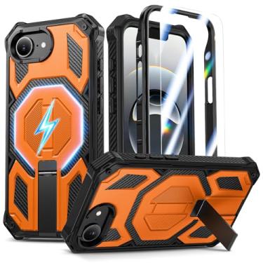 Imagem de Goton Capa magnética para iPhone 16e com protetor de tela e suporte invisível, [compatível com MagSafe] 3 em 1 de corpo inteiro, de grau militar, resistente, capa amortecedora para iPhone 16 e