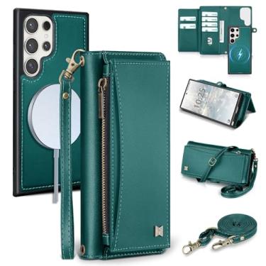 Imagem de BLISLIAR Capa carteira para Samsung Galaxy S24 Ultra com suporte para cartão/carteira/alça transversal | Bloqueio RFID | Magnético | Suporte | Destacável | Capa de telefone de couro PU para Galaxy S24