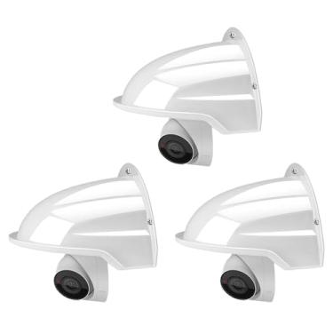 Imagem de JOYNANO Capa universal para câmera de segurança solar e chuva – teto protetor à prova de intempéries para câmeras externas, campainhas e muito mais (3 brancas)