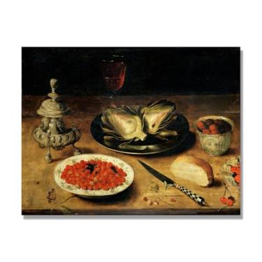 Imagem de Arte em tela vintage de frutas mortas, pintura clássica de cozinha country, decoração de parede de casa de fazenda quente para sala de jantar e cozinha. A96. 50 x 65 cm-19,7 x 25,6 pol. Somente tela