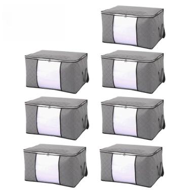 Imagem de Caixa Saco Organizador Grande Edredom Cobertor Casaco Guarda(7PCS-84L-Cinza)