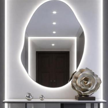 Imagem de Espelho Led Luz Fria Orgânico Madri Decorativo De Parede Para Quarto Banheiro E Sala Demoglass (Led Frio - A 60 x L 40)