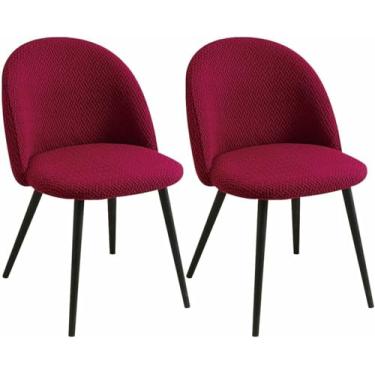 Imagem de Conjunto de 2 capas para cadeiras de sala de jantar, capas protetoras para cadeiras com encosto curvo e sem braços, ideais para cozinha, escritório e sala de estar.