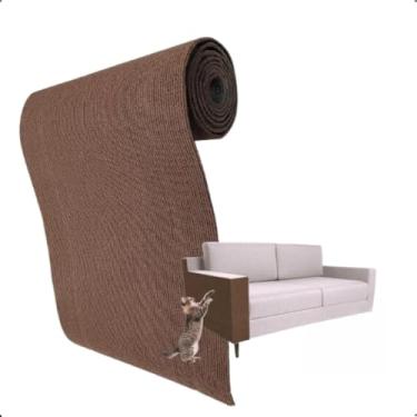 Imagem de Tapete Arranhador para Gatos Autoadesivo Protetor de Sofá Carpete 200x40cm(Café)