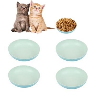 Imagem de Conjunto de tigela de comida de gato com 14,5 cm de largura e rasa para alívio da fadiga do bigode, prato pequeno e raso para alimentação de animais de estimação ou prato para cães pequenos, pode ser