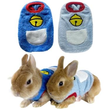 Imagem de 2 peças de roupas de coelho – Roupas fofas de lã quente para animais de estimação para coelhinhos, chinchilas, gatinho, chihuahua, porquinho-da-índia, animais pequenos – Colete aconchegante (3XS)