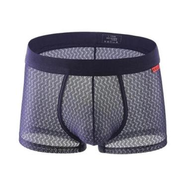 Imagem de Cuecas Boxer Masculinas Sensuais De Malha Ultrafina Com Elástico Na Ci