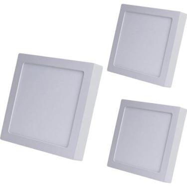 Imagem de Kit 3 Painel Led Sobrepor Quadrado Branco Quente 3000K 24W Bivolt - Il
