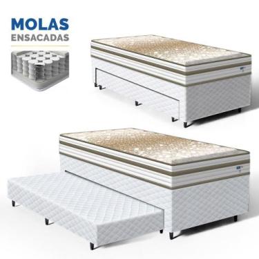 Imagem de Cama Box com Colchão de Molas Ensacadas Double Face Pillow Euro Alfa P