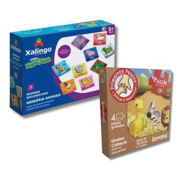 Imagem de COMP Kit Educativo Infantil Quebra-Cabeça Savana Cooper Fun + Jogo da 