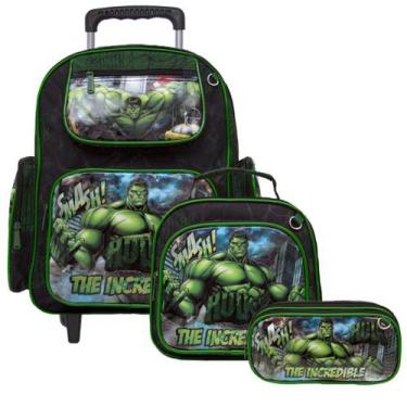 Imagem de Mochila Escolar Infantil Masculino Hulk com Rodinha Tam G - TOYS 2U