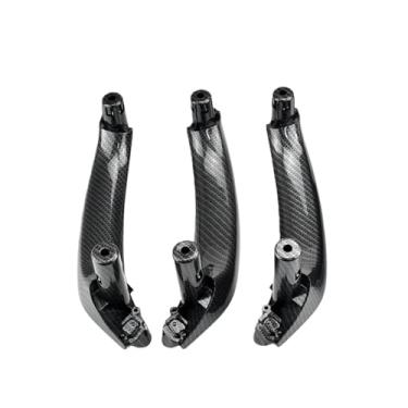 Imagem de Compatível com bmw f25 f26 x3 x4 2011-2017 preto bege cor de fibra de carbono porta lateral esquerda interior alça puxar guarnição(LHD 3Pcs Carbon)