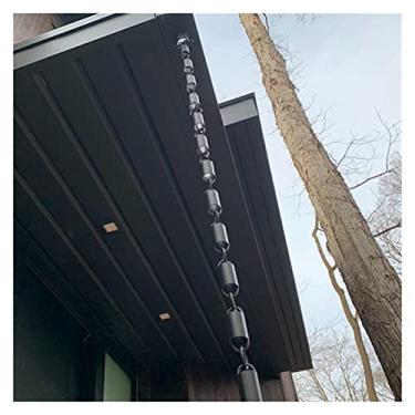 Imagem de Correntes de chuva de liga de alumínio de 2,6 m para calhas, corrente de chuva para calhas para chuva pesada, corrente de drenagem de pétalas, templo, decoração de templo (corrente de chuva preta